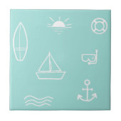 Blue Summer Ocean Naadloze Patroon Kinder badkamer Tegeltje (Voorkant)