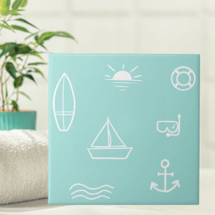 Blue Summer Ocean Naadloze Patroon Kinder badkamer Tegeltje