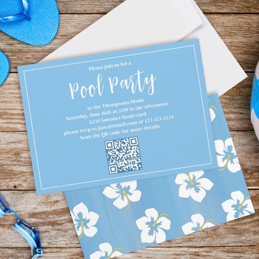 Blue Summer Party Custom Floral Kaart