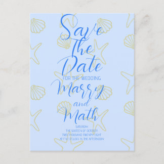 Blue Summer Simple Zee Shell en Star Beach Desing Briefkaart