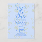 Blue Summer Simple Zee Shell en Star Beach Desing Briefkaart (Voorkant)