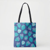 Blue Summer Strawberry Pattern Tote Bag (Voorkant)