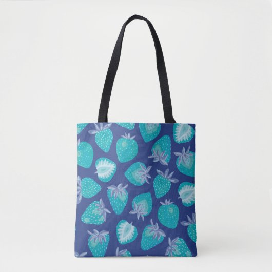Blue Summer Strawberry Pattern Tote Bag (Voorkant)