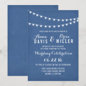 Blue Summer String Licht Huwelijksuitnodigingen Kaart (Voorkant / Achterkant)