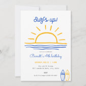 Blue Summer Surfs Up Party Uitnodiging Verjaardag (Voorkant)