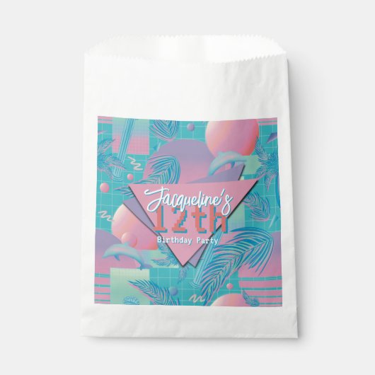 Blue Summer Vaporwave Sunset Birthday Bedankzakje (Voorkant)
