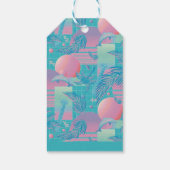 Blue Summer Vaporwave Sunset Birthday Cadeaulabel (Achterkant)