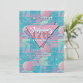 Blue Summer Vaporwave Sunset Verjaardag Kaart (Staand voorkant)