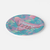 Blue Summer Vaporwave Sunset Verjaardag Papieren Bordje (Gekanteld)