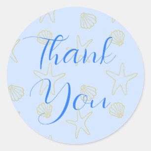 Blue Summer Zee Shell en Star Beach Wedding Ronde Sticker