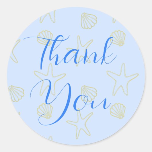 Blue Summer Zee Shell en Star Beach Wedding Ronde Sticker (Voorkant)