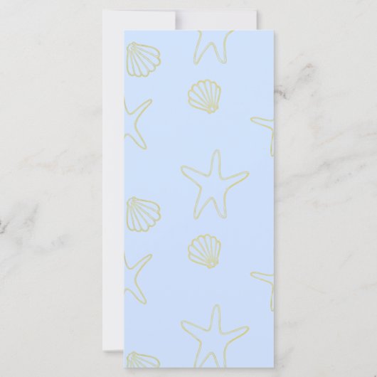 Blue Summer Zee Shell en Star Beach Weddining Menu (Achterkant)