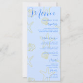 Blue Summer Zee Shell en Star Beach Weddining Menu (Voorkant)
