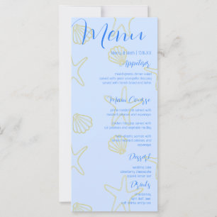 Blue Summer Zee Shell en Star Beach Weddining Menu
