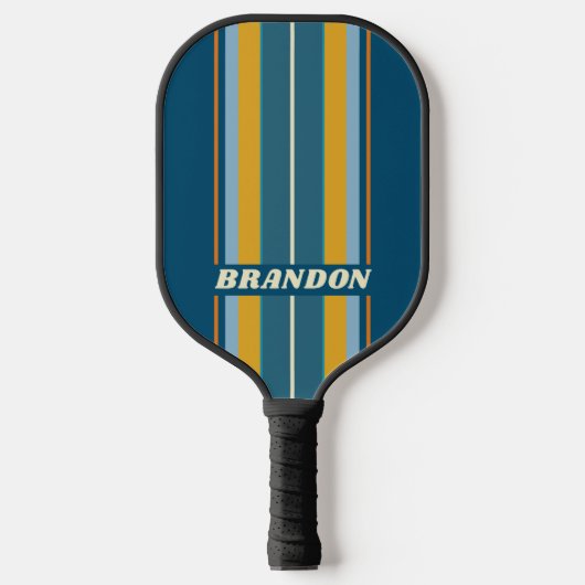 Blue Sun Board Stripes with Name Pickleball Paddle (Voorkant)