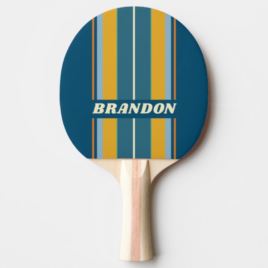 Blue Sun Board Stripes with Name Tafeltennisbatje (Voorkant)
