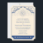 Blue Sun en Moon Tarot Kaart Wedding Invitation<br><div class="desc">Elegant en modern huwelijksontwerp geïnspireerd door een tarotkaart. Design is geen echte folie. U kunt dit verder aanpassen door op de "PERSONALIZE"knoop te klikken. Overeenkomende objecten in onze winkel voor een compleet partijthema.</div>