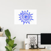Blue Sun in Lights Grunge Cutout Poster (Thuiskantoor)
