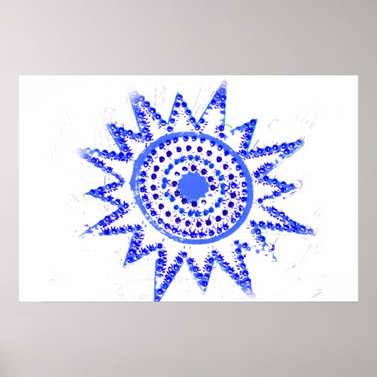 Blue Sun in Lights Grunge Cutout Poster (Voorkant)