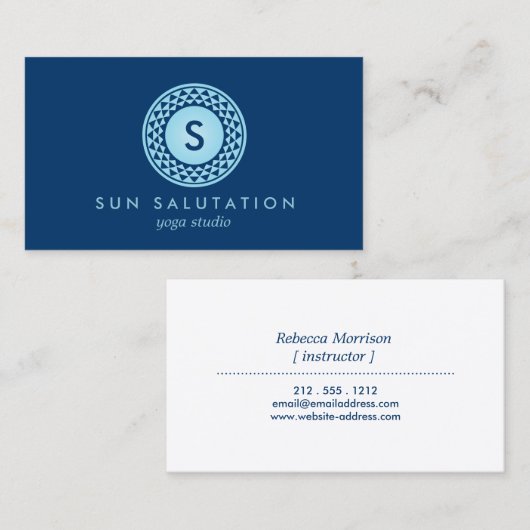 BLUE SUN LOGO MONOGRAM III voor YOGA STUDIO Visitekaartje (Voorkant / Achterkant)