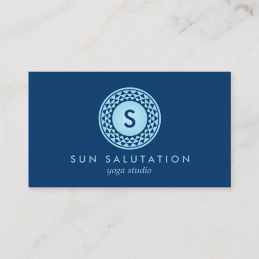BLUE SUN LOGO MONOGRAM III voor YOGA STUDIO Visitekaartje (Voorkant)