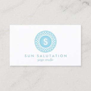 BLUE SUN LOGO MONOGRAM voor YOGA STUDIO, DOCENT Visitekaartje