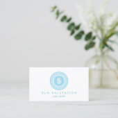 BLUE SUN LOGO MONOGRAM voor YOGA STUDIO, DOCENT Visitekaartje (Staand voorkant)