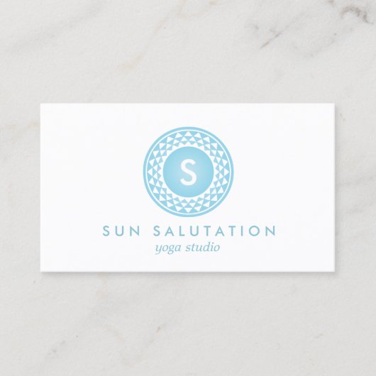 BLUE SUN LOGO MONOGRAM voor YOGA STUDIO, DOCENT Visitekaartje (Voorkant)