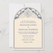 Blue Sun Moon Tarot Boog Huwelijksuitnodiging Kaart (Voorkant)