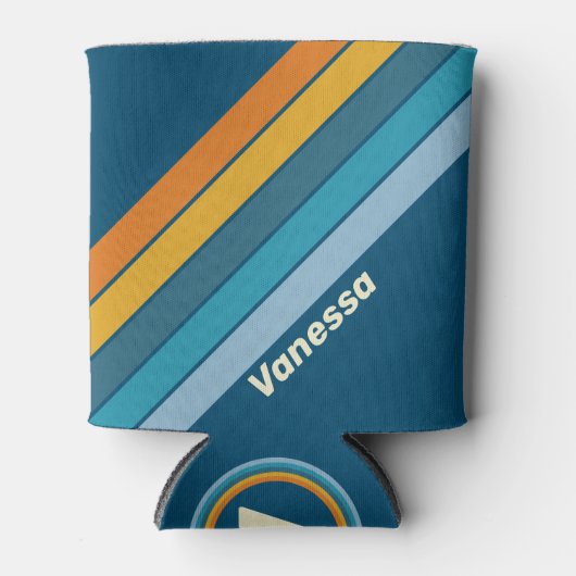 Blue Sun Stripes with Name Blikjeskoeler (Voorkant)