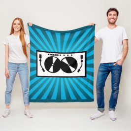 Blue Sunburst DJ Platenspeler Music Fleece Deken