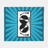 Blue Sunburst DJ Platenspeler Music Fleece Deken (Voorkant (Horizontaal))