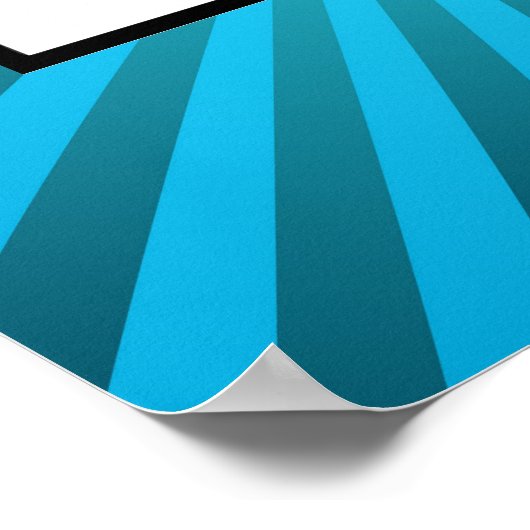 Blue Sunburst DJ Platenspeler Music Poster (Hoek)