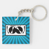 Blue Sunburst DJ Platenspeler Music Sleutelhanger (Achterkant)