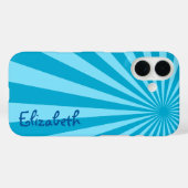 Blue Sunburst "Voeg Jouw namen toe" Case-Mate iPhone Case (Achterkant (horizontaal))