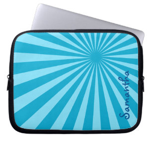 Blue Sunburst "Voeg Jouw namen toe" Laptop Sleeve