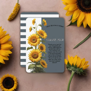Blue Sunflower Baby shower Bedankkaart