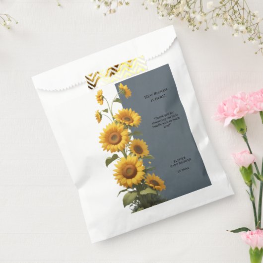 Blue Sunflower Baby shower Bedankzakje (Gezegeld)