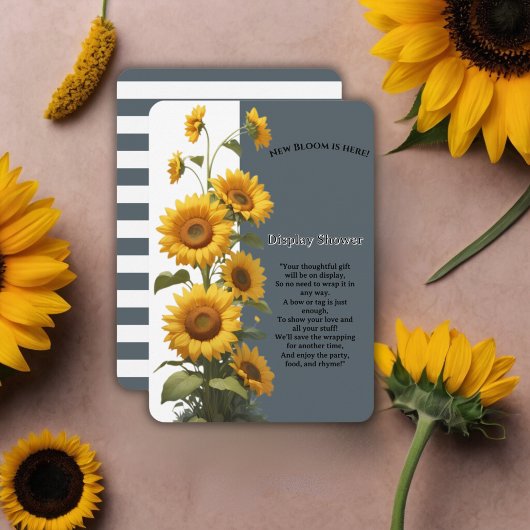 Blue Sunflower Baby shower Informatiekaartje