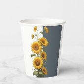 Blue Sunflower Baby shower Papieren Bekers (Achterkant)