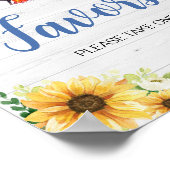 Blue Sunflower BBQ Baby shower Favorieten Poster (Hoek)