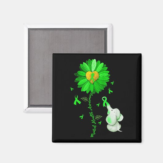 Blue Sunflower Elephan outfit Spread Mental Health Magneet (Voorkant / Achterkant)