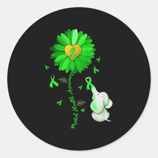 Blue Sunflower Elephan outfit Spread Mental Health Ronde Sticker (Voorkant)