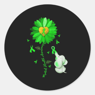 Blue Sunflower Elephan outfit Spread Mental Health Ronde Sticker
