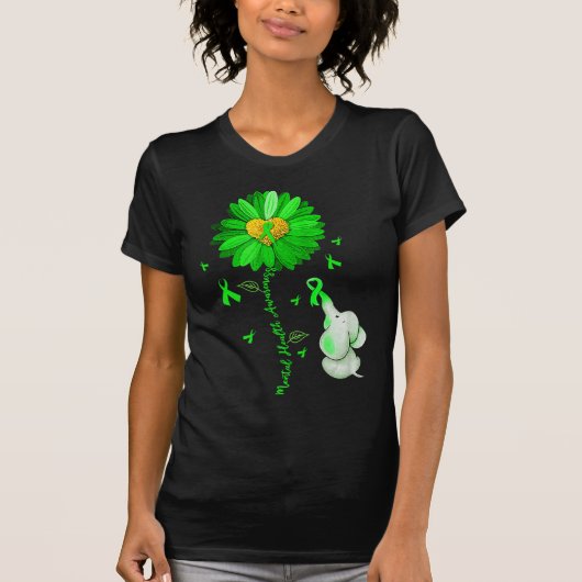 Blue Sunflower Elephan outfit Spread Mental Health T-shirt (Voorkant)