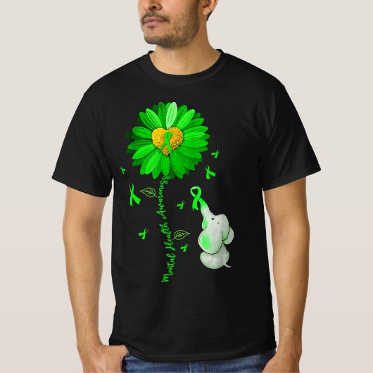 Blue Sunflower Elephan outfit Spread Mental Health T-shirt (Voorkant)
