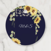 Blue Sunflower Eucalyptus String Lights Wedding Bedankjes Labels (Achterkant)