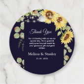 Blue Sunflower Eucalyptus String Lights Wedding Bedankjes Labels (Voorkant)