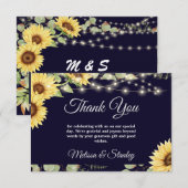 Blue Sunflower Eucalyptus String Lights Wedding Bedankkaart (Voorkant / Achterkant)