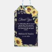 Blue Sunflower Eucalyptus String Lights Wedding Cadeaulabel (Voorkant)